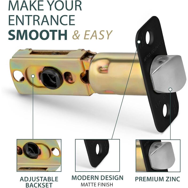 Mega Handles 2-Way Adjustable Door Latch | Universal Half Moon Spindles | For Hidden & Interior Door Lock Systems