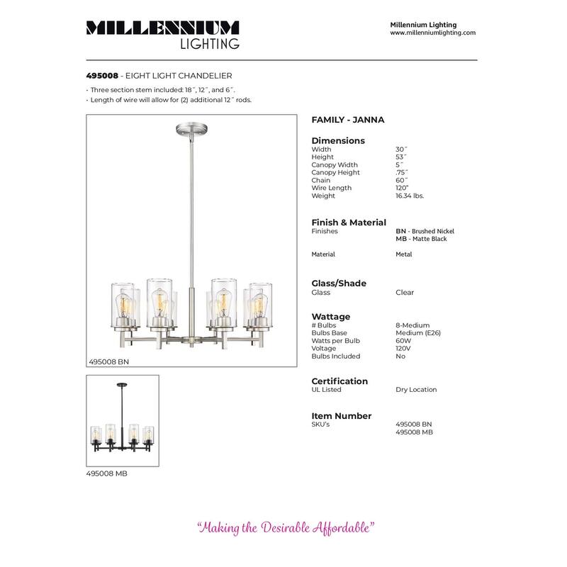 Millennium Lighting Janna Chandelier