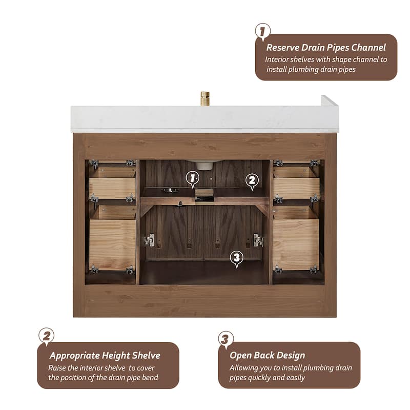 Jakarta Bath Vanity with Quartz Stone Top without Mirror