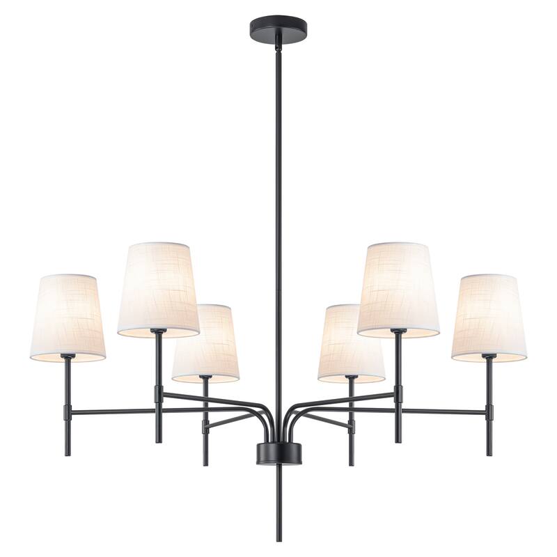 Starsky Transitional & Modern Chandelier with White Fabric Shades