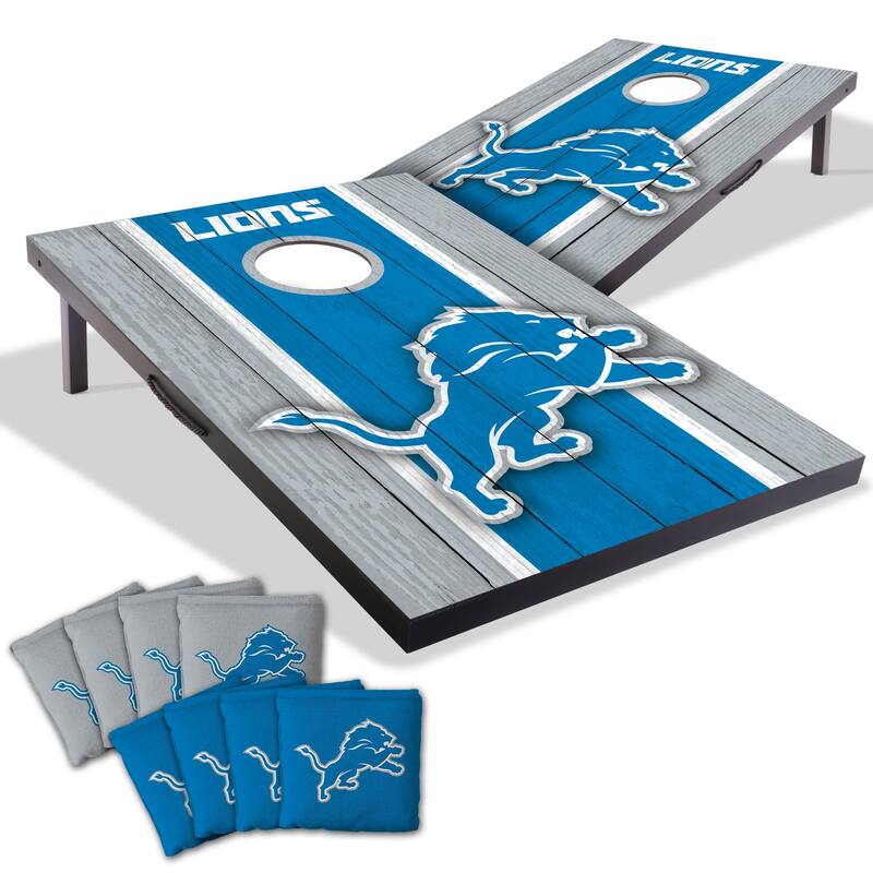 Detroit Lions NFL Compact 2x3 Tailgate Cornhole Board Set - Include Team Bags + LED Lights