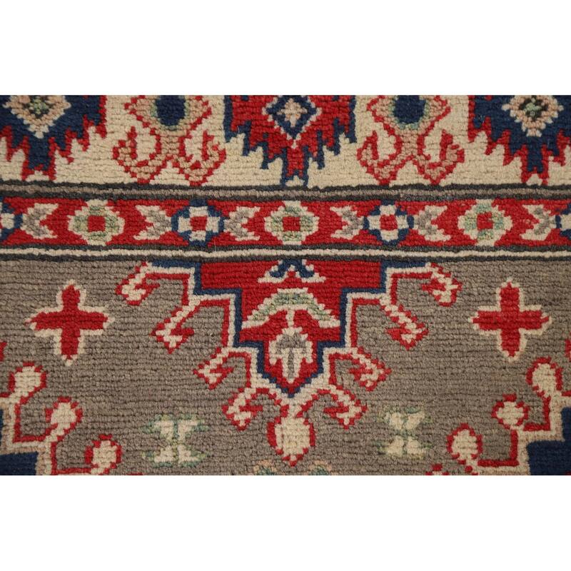 Hand Knotted Oriental 100% Wool Carpet Traditional Geometric Brown Kazak Runner Rug - 15' 11'' X 2' 8''