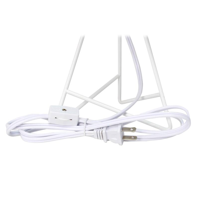 LED Open Wire Framed Table Lamp with Drum Shade - 14" - White