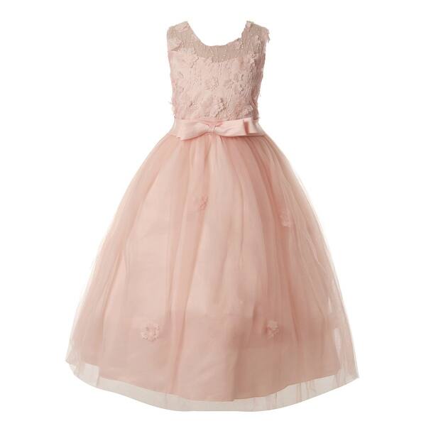 Shop Rain Kids Little Girls Blush 3d Floral Applique Elegant