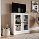 preview thumbnail 1 of 35, Palace Imports 100% Solid Wood TV Stand with Clear Glass Doors for TVs up to 32" White