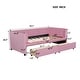 preview thumbnail 16 of 31, Twin Size Upholstered Daybed with Stripe Headboard and 2 Storage Drawers, Velvet Daybed Sofa Bed for Teens Bedroom