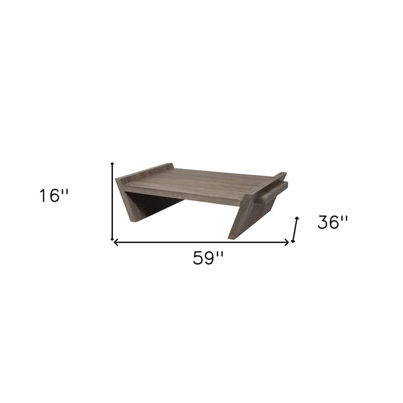 HomeRoots 59" Brown Wood Coffee Table - 36