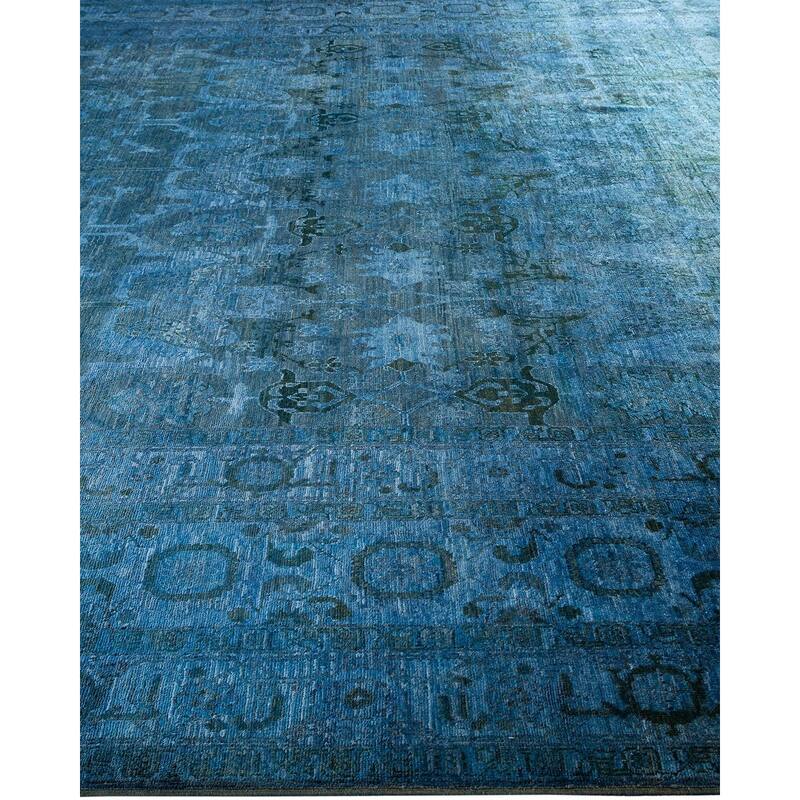 Overton Hand Knotted Wool Vintage Inspired Modern Contemporary Overdyed Purple Area Rug - 11' 10" x 14' 9"