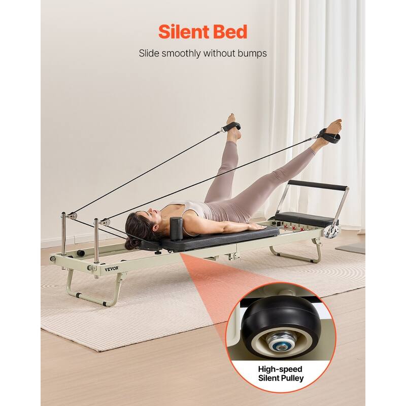 Foldable Pilates Reformer Machine for Home Gym Full Body Workout Equipment with Jump Board - 54x24x12 inch
