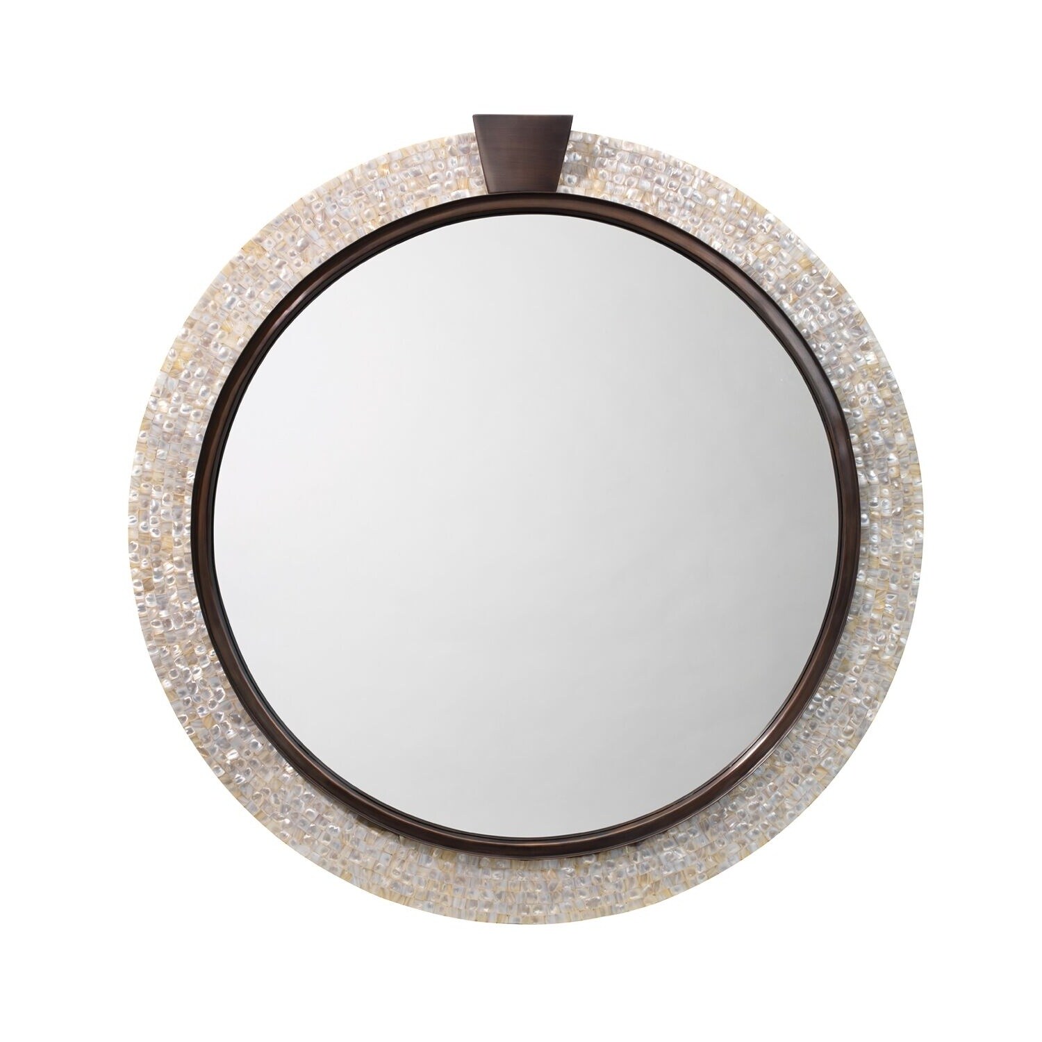 Shop 36 Mother Of Pearl And Bronze Thea Round Mirror On Sale
