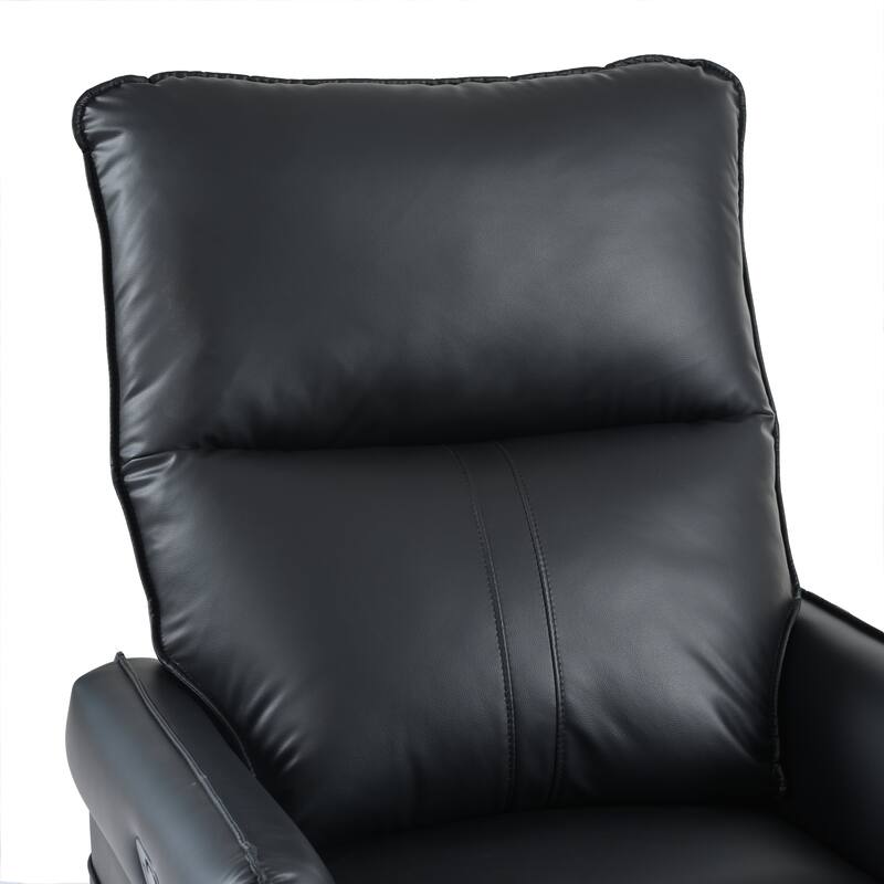 Power 270° Swivel Rocker Recliner Chair with USB Ports, Electric PU Small Recliners for Small Spaces