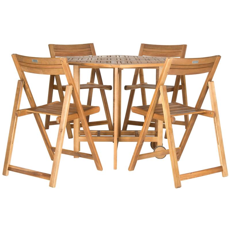 SAFAVIEH Kateryna Acacia Wood 5 Piece Outdoor Dining Table Set - 41Wx41Dx30H