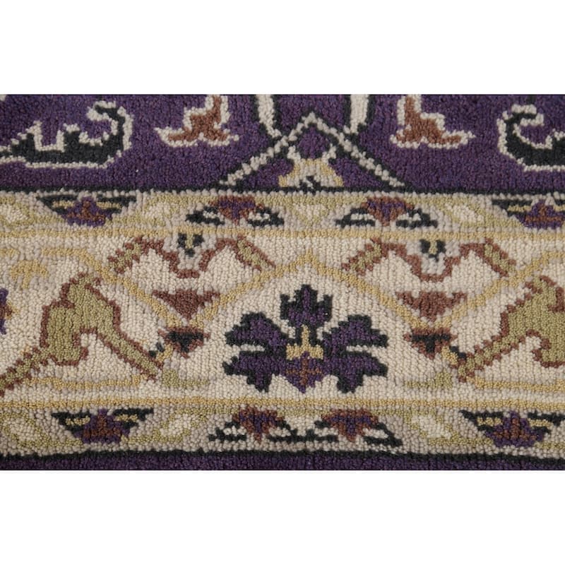 Purple Oushak Indian Rug Handmade Transitional Wool Carpet - 4'1"x 5'11"