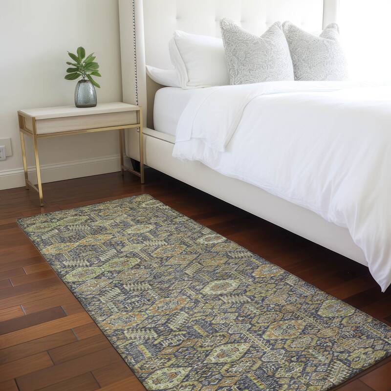 Machine Washable Indoor/ Outdoor Traditional Boho Chantille Rug - Paprika - 2'3" x 7'6"