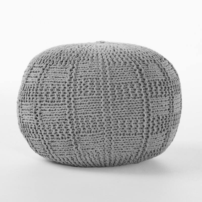 Charming Knitted Cotton Pouf for Stylish Home Decor and Comfort