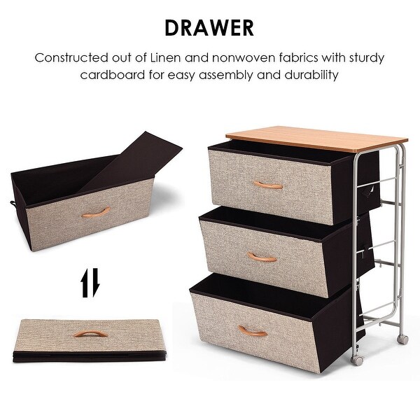 Dressers Chests Of Drawers 3 Drawer Fabric Storage Organizer Unit Side Table Dresser Cabinet W Wheels New Home Garden Vibranthns Lk