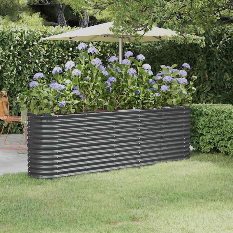 vidaXL Garden Raised Bed Patio Outdoor Raised Planter Box Powder-coated Steel - 88.2"x15.7"x26.8" - Anthracite