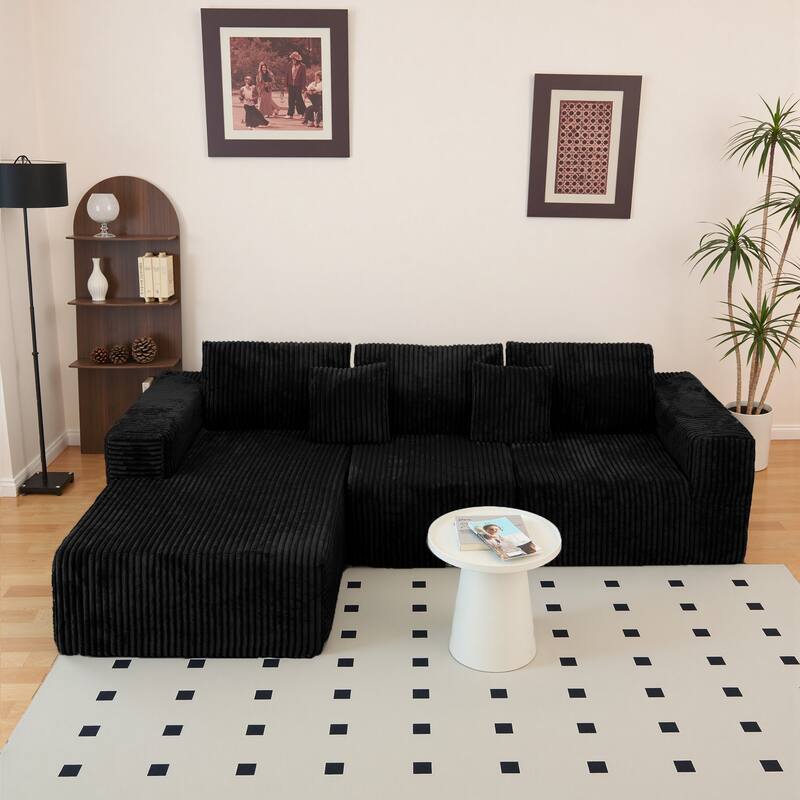 112.99" Cloud Sectional Couch with L-Shape Chaise,Modern Modular Sofa with Deep Seat, Upholstered Couches