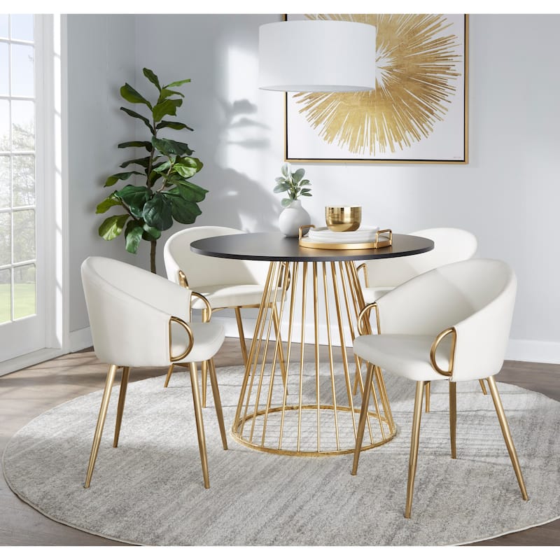 Silver Orchid Canary Pugo Round Dining Table with Pedestal Base