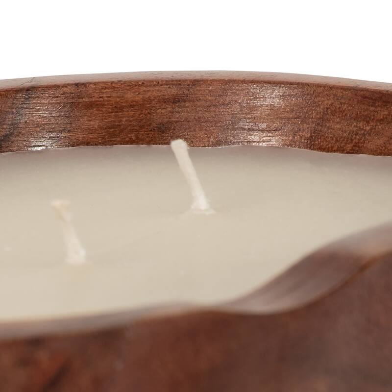 Sagebrook Home Vanilla Oval Bowl Candle, Natural, Oval, 3"H, Wood