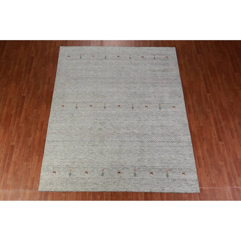 Tribal Gabbeh Indian Area Rug Hand-Knotted Living Room Wool Carpet - 8'2" x 10'0"