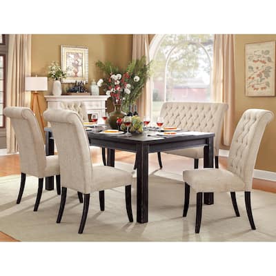 Foster Rustic Black 6-Piece Dining Table Set with Bench by Furniture of America