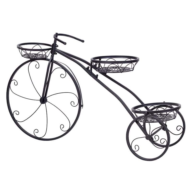 Tricycle Metal Plant Stand Flower Pot Cart Bicycle Holder Rack Garden - M