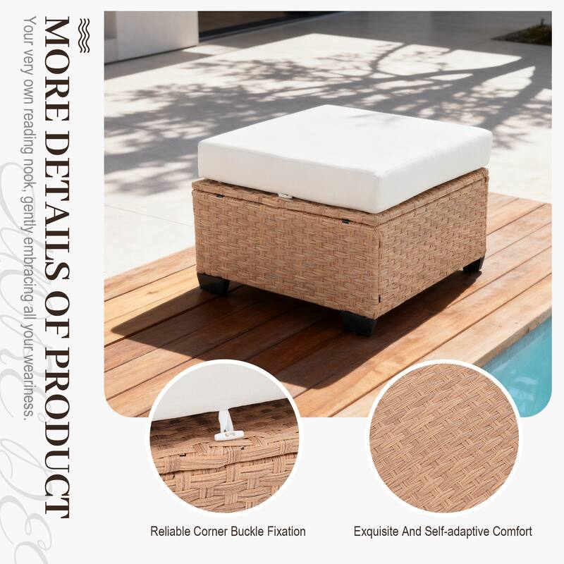 Outdoor 7-Piece Pe Rattan Garden Patio Sofa Set with Swivel Chair