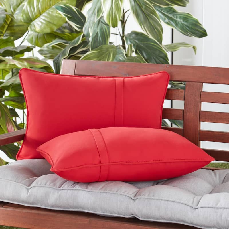 Greendale Home Fashions Sunbrella 21" x 14" Rectangle Outdoor Throw Pillow (Set of 2) - Canvas Jockey Red