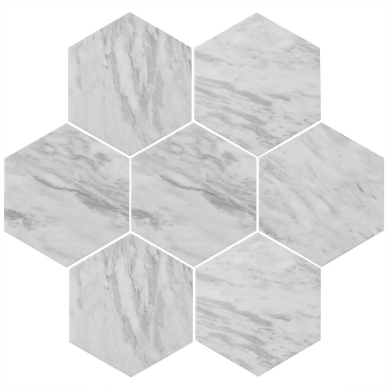 Merola Tile Classico Bardiglio Hex Light 7" x 8" Porcelain Floor and Wall Tile