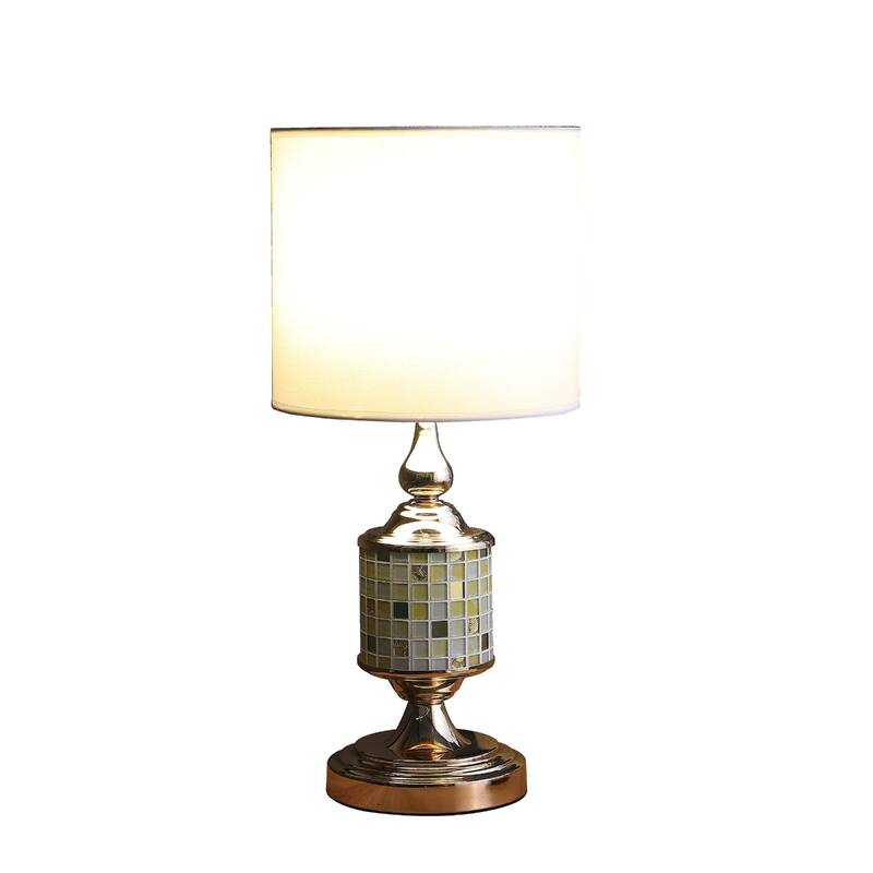 23" Gold Table Lamp with White Drum Shade for Bedroom or Living Room - 11" x 11" x 23"