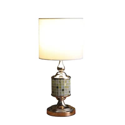 23" Gold Table Lamp with White Drum Shade for Bedroom or Living Room - 11" x 11" x 23"