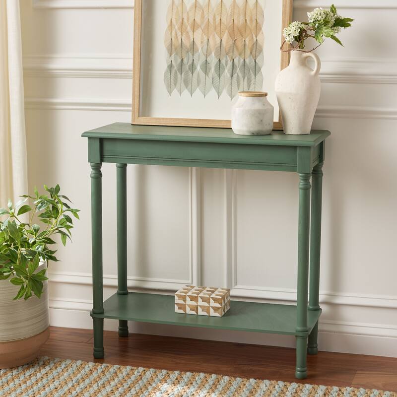 SAFAVIEH Vicy Rectangular Console Table - 28" W x 11.8" L x 28" H - 28"W x 12"D x 28"H - Dusty Green