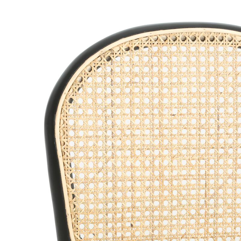 Bohemian Rattan Dining Chair Set of 2, Armless Side Chairs with Wooden Legs