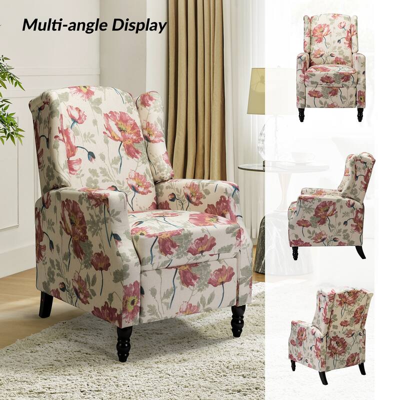Damaris Mid-Century Modern Manual Pushback Recliner with Wingback Design Set of 2 by HULALA HOME