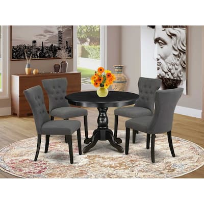 HomeStock 5-Piece Wire Brushed Black Finish Solid Wood Top Dining table with 4 Chairs