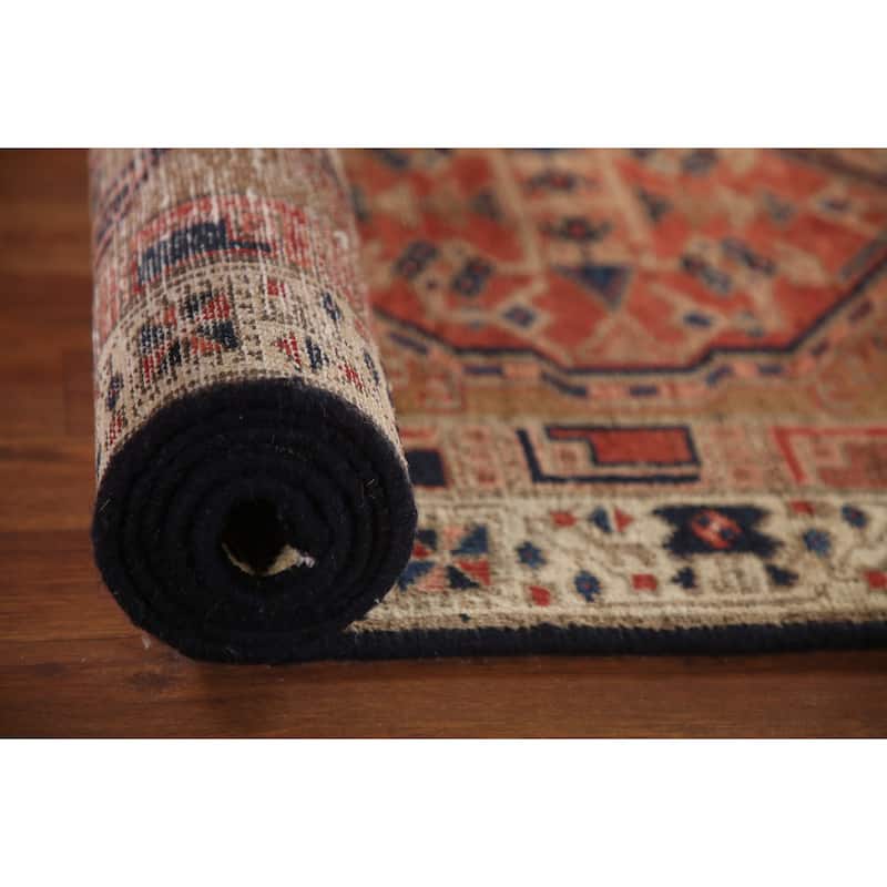 Traditional Ardebil Persian Vintage Runner Rug Handmade Wool Carpet - 2'10"x 10'5"