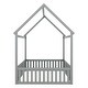 preview thumbnail 6 of 5, Full Size Woodden House Bed with Fence and Door, Gray