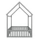 preview thumbnail 31 of 42, Fun House Platform Bed with Fence and Door, Wooden Floor Bed Frame with Roof, Distressed Washed Finish,for Kids Girls Boys