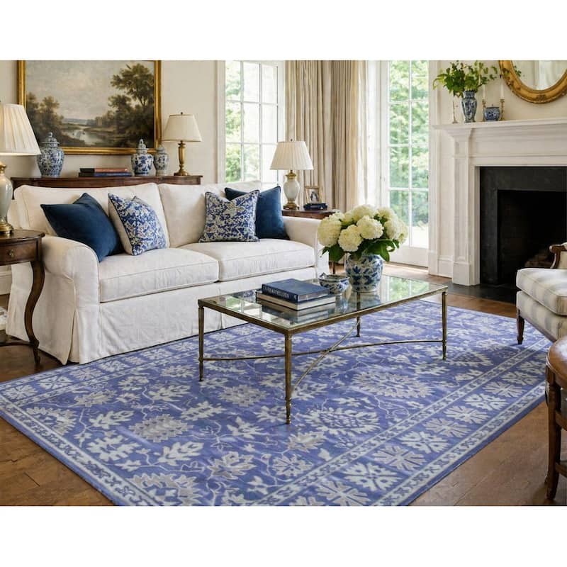 Hand-tufted Wool Blue Traditional Oriental Overdyed Rug - 4' x 6'
