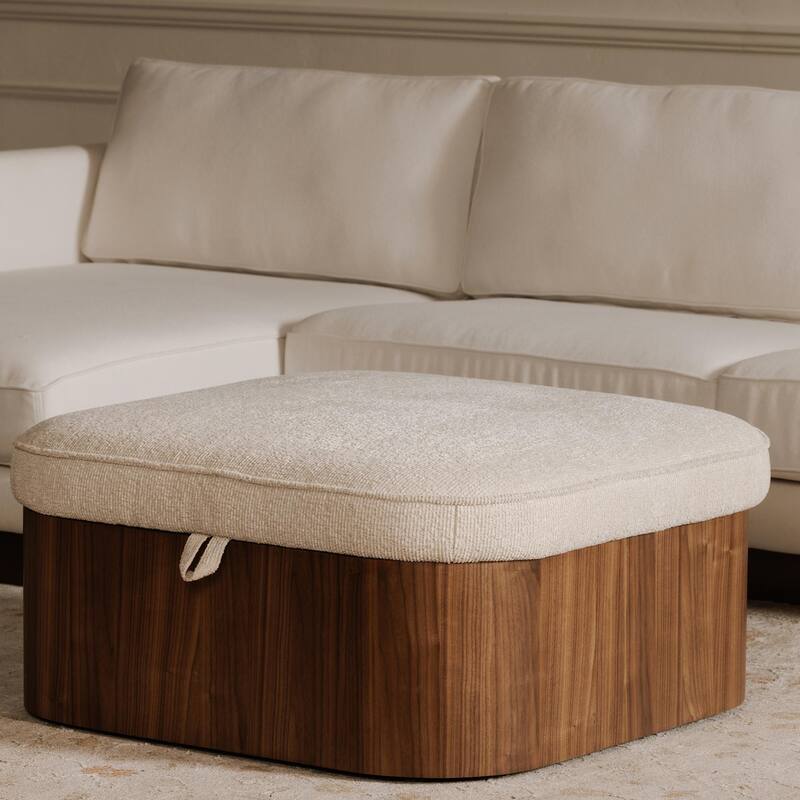 NADAAL STUDIOS Clarisse, Storage Ottoman With Upholstered Seat - 35"W x35"D x17"H