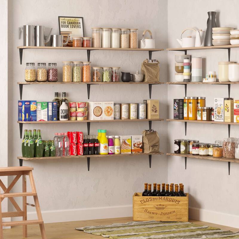 Wallniture Arras 60" x 8" Wall Bookshelves, Floating Shelf for Living Room and Kitchen Decor, Farmhouse & Rustic, Burnt, 3 Pcs