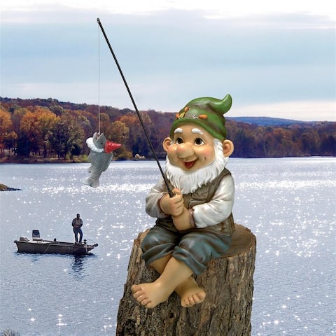 Ziggy The Fishing Gnome Sitter Statue