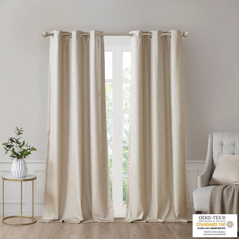 Tonal Printed Faux Silk Total Blackout Curtain Panel Pair(2 Pcs Window Panels)