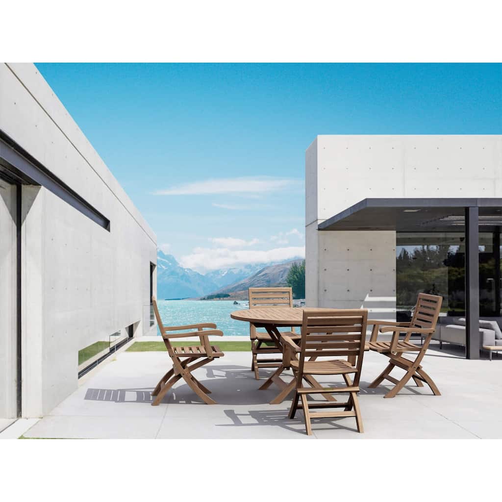 Retro Folding Dining Set - 5 Piece Outdoor Patio Table & Chairs