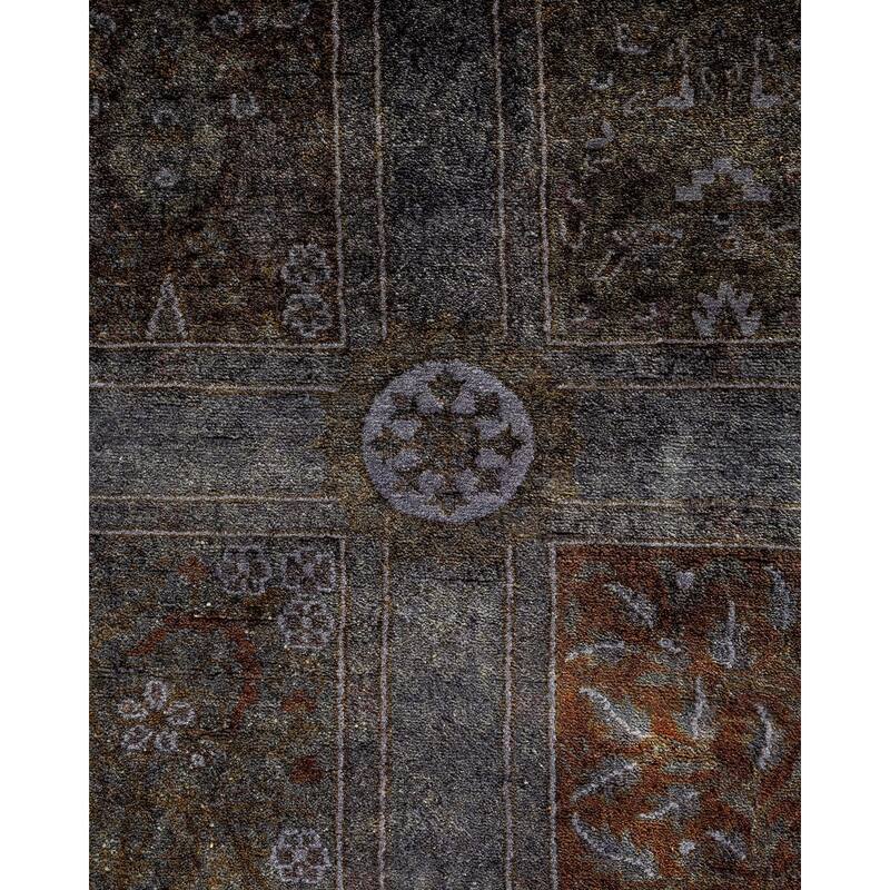 Overton Hand Knotted Wool Vintage Inspired Modern Contemporary Overdyed Gray Runner Rug - 2' 8" x 5' 10"