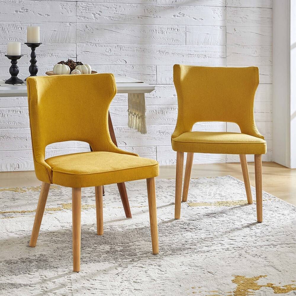 Rita Mid-century Modern Dining Chair with Solid Wood Legs Set of 2 by HULALA HOME