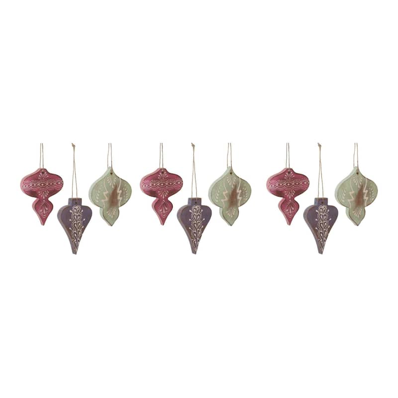 Painted Finial Christmas Ornaments - 4.25" - Multi-Color - 6ct