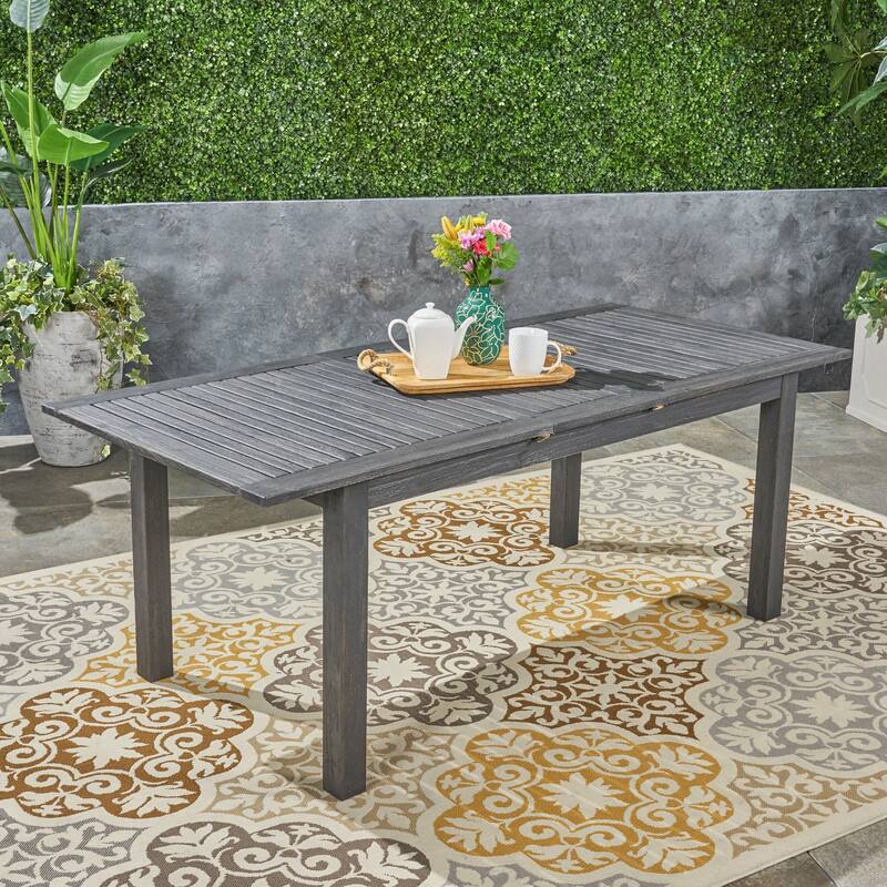 Outdoor Expandable Acacia Wood Dining Table - Dark Grey