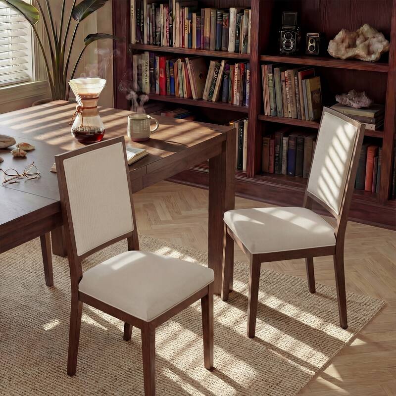 Modern Linen Cushioned Dining Chair, Fully Upholstered Accent Chair
